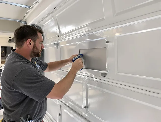 Garage door panel repair by Long Beach Garage Door Repair in Long Beach